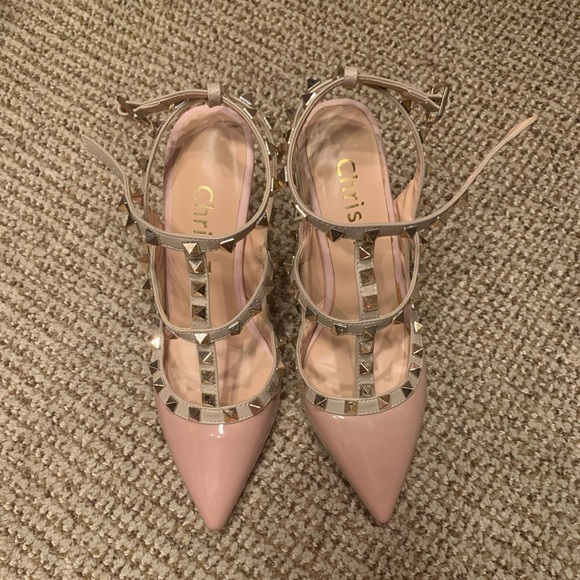 Nude Studded Heels- size 6.5 - Picture 1 of 6